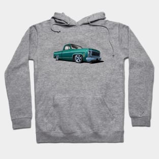 1980 Chevrolet C10 pickup in dark green Hoodie